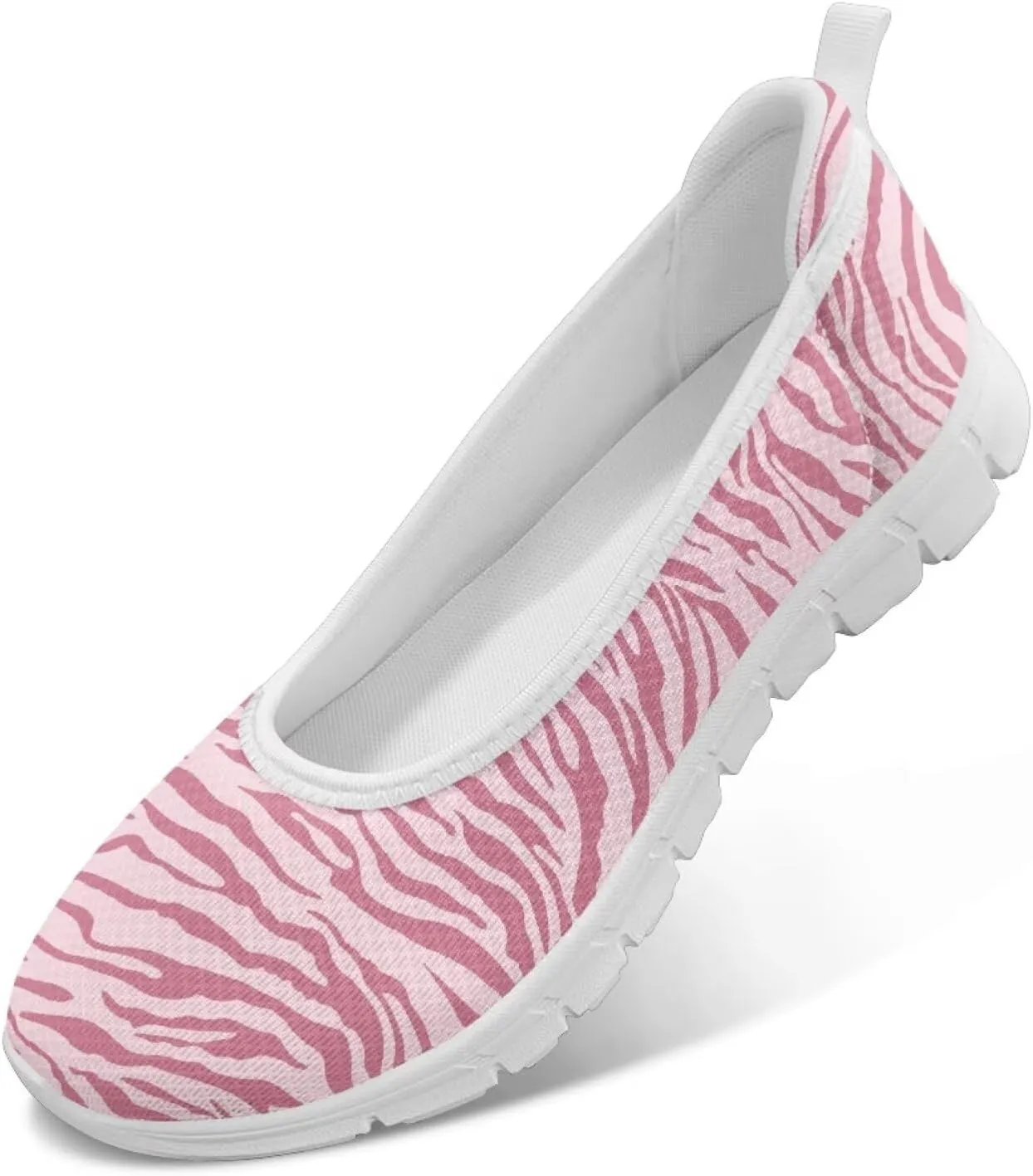 Ballet Style Flats for Ladies Big Girls Women's Slip on Shoes Mesh Walking Flat Shoes Comfort Lightweight Casual Sneakers for Travel Date & Party Gift for Wife Girlfiend White Sole Size 6-11