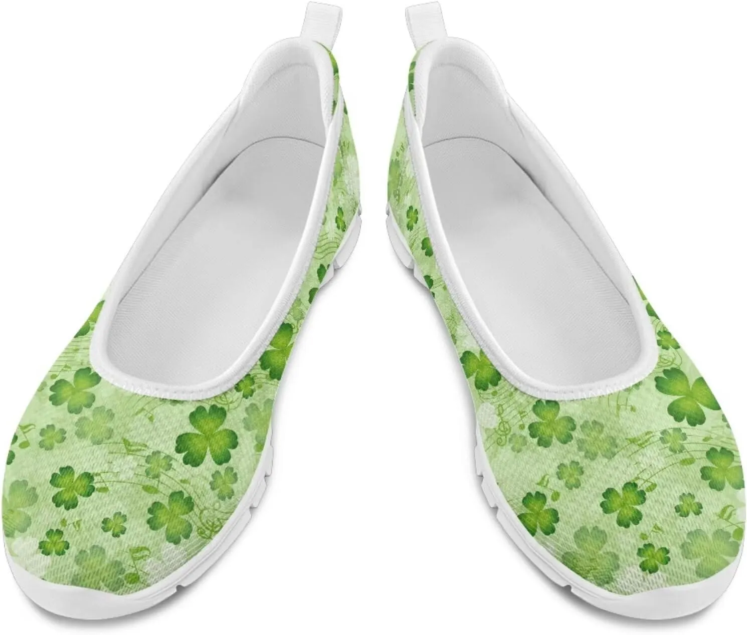 Ballet Style Flats for Ladies Big Girls Women's Slip on Shoes Mesh Walking Flat Shoes Comfort Lightweight Casual Sneakers for Travel Date & Party Gift for Wife Girlfiend White Sole Size 6-11