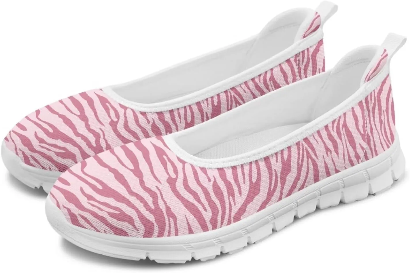 Ballet Style Flats for Ladies Big Girls Women's Slip on Shoes Mesh Walking Flat Shoes Comfort Lightweight Casual Sneakers for Travel Date & Party Gift for Wife Girlfiend White Sole Size 6-11