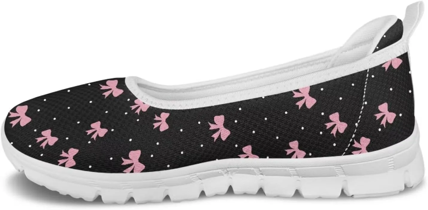 Ballet Style Flats for Ladies Big Girls Women's Slip on Shoes Mesh Walking Flat Shoes Comfort Lightweight Casual Sneakers for Travel Date & Party Gift for Wife Girlfiend White Sole Size 6-11
