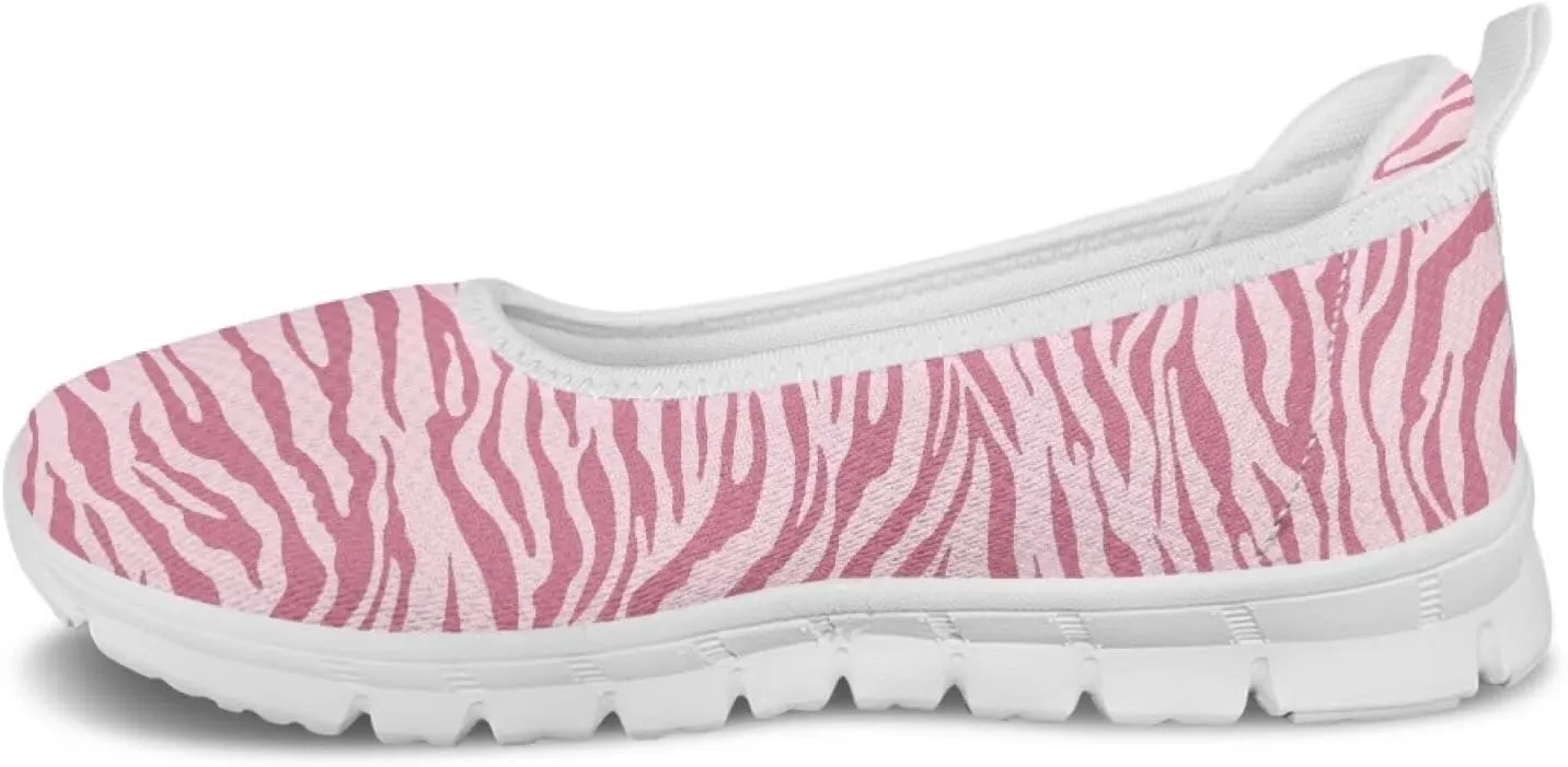 Ballet Style Flats for Ladies Big Girls Women's Slip on Shoes Mesh Walking Flat Shoes Comfort Lightweight Casual Sneakers for Travel Date & Party Gift for Wife Girlfiend White Sole Size 6-11