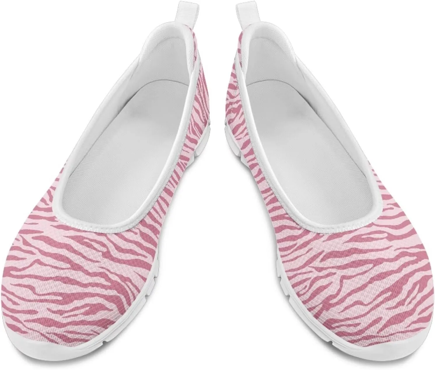 Ballet Style Flats for Ladies Big Girls Women's Slip on Shoes Mesh Walking Flat Shoes Comfort Lightweight Casual Sneakers for Travel Date & Party Gift for Wife Girlfiend White Sole Size 6-11