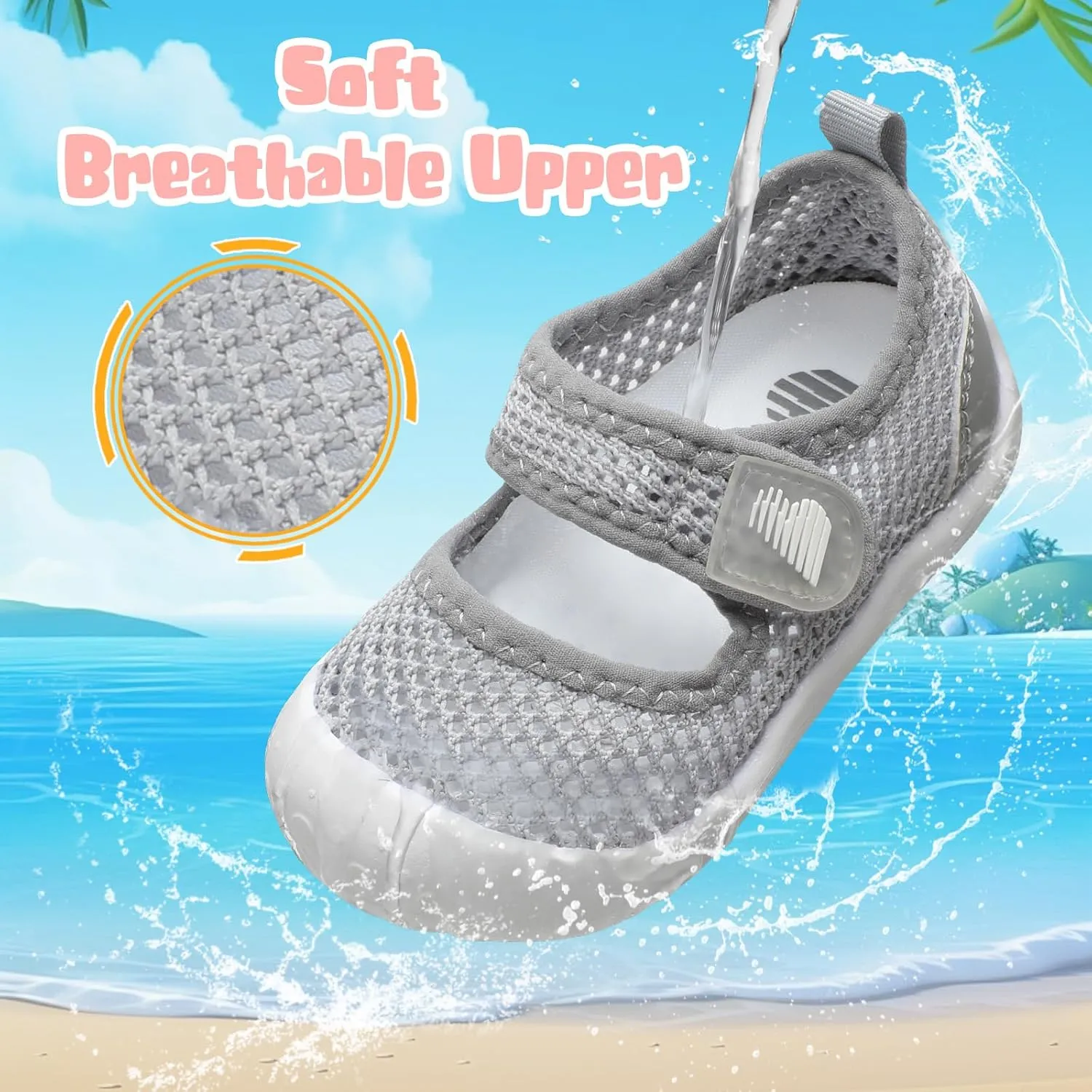 BARERUN Toddler Water Shoes Barefoot Water Shoes for Kids Baby Wide Aqua Socks with Arch Support Quick-Dry Breathable Boys Girls Sandals Walking Shoes for Beach Swim Pool Shoes
