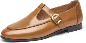 BEAU TODAY T Strap Shoes for Women, Mary Jane Flats, Leather Loafers Round Toe Lolita Fashion Womens Slip On Shoes