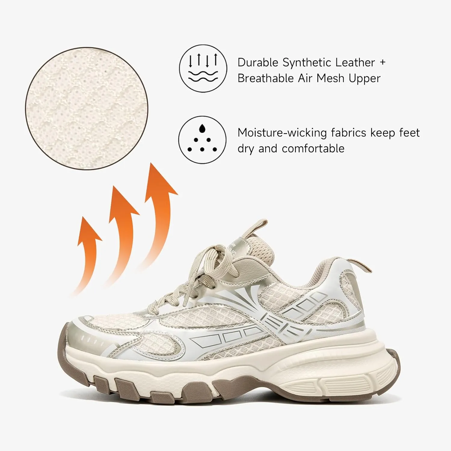 BEAU TODAY Walking Sneakers for Women Fashion Walking Shoes Chunky Platform Sneakers for Women Comfortable Lightweight Running Tennis Shoes Casual Athletic Gym Workout Shoes