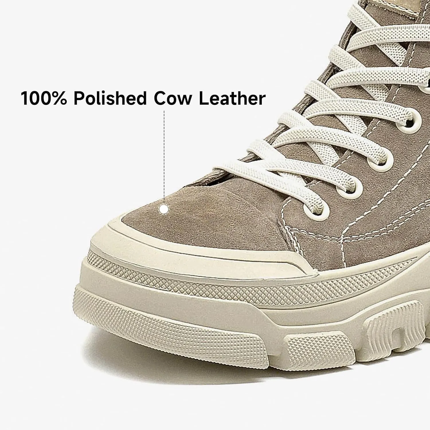 BEAU TODAY Women’s Flat Sneakers, Retro Comfortable Lace-up Fashion Sneakers for Women, Buckle Decoration Casual Leather Walking Shoes