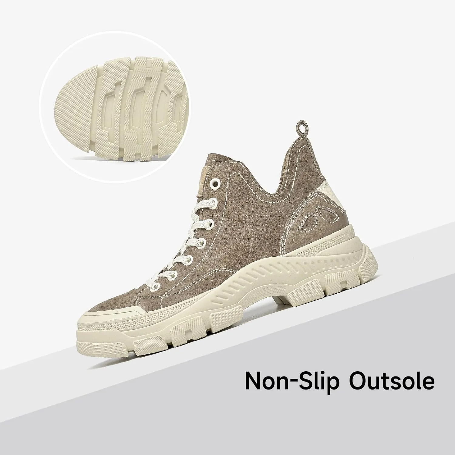 BEAU TODAY Women’s Flat Sneakers, Retro Comfortable Lace-up Fashion Sneakers for Women, Buckle Decoration Casual Leather Walking Shoes