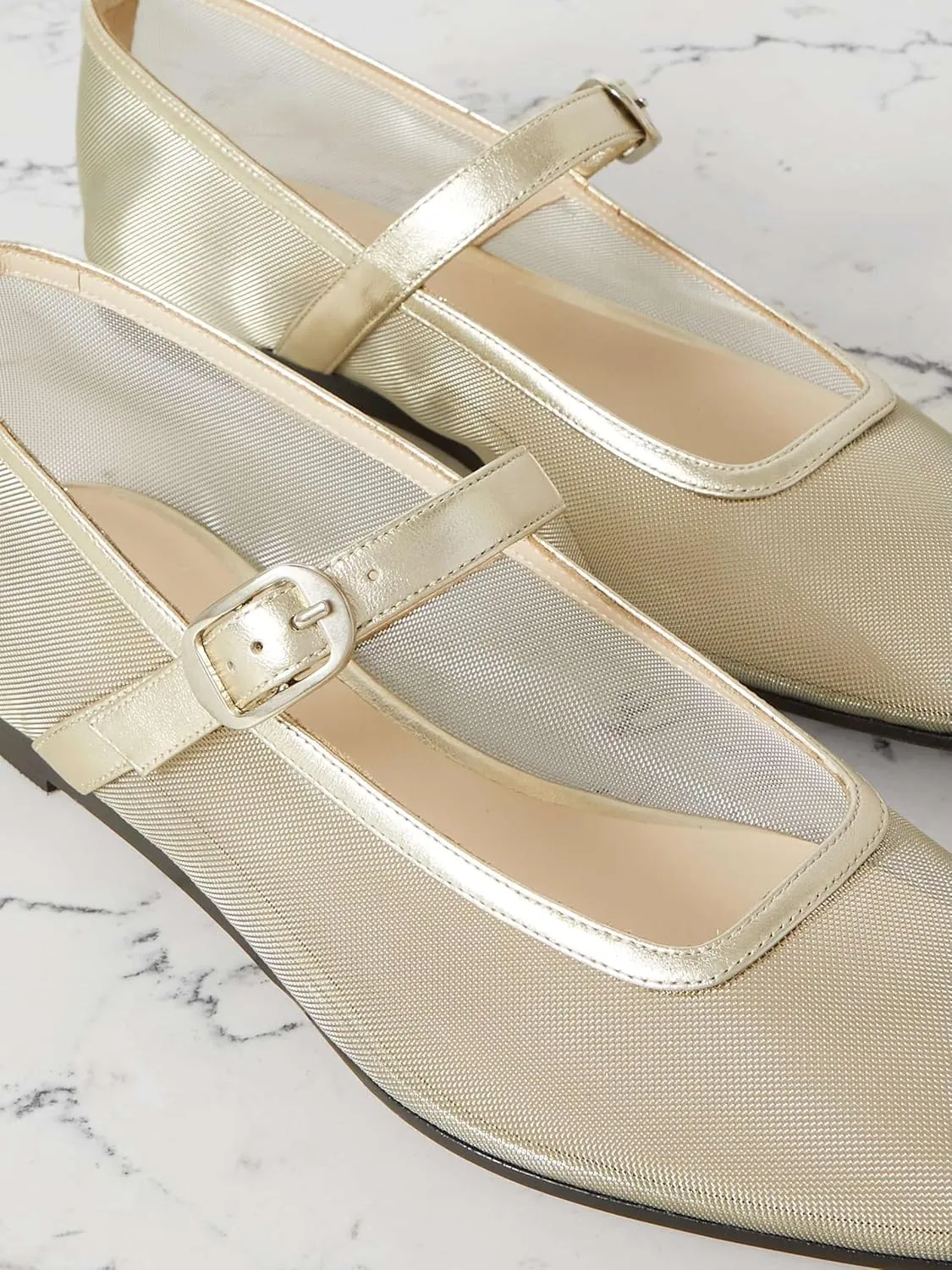 Beauty Cry Mary Janes Ballet Flats for Women Mesh Clear Tulle Ballerina Flat Shoes