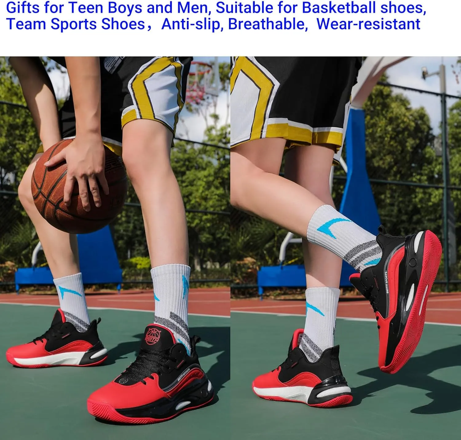Beita High Upper Basketball Shoes for Men Sneakers Breathable Sports Shoes Anti Slip