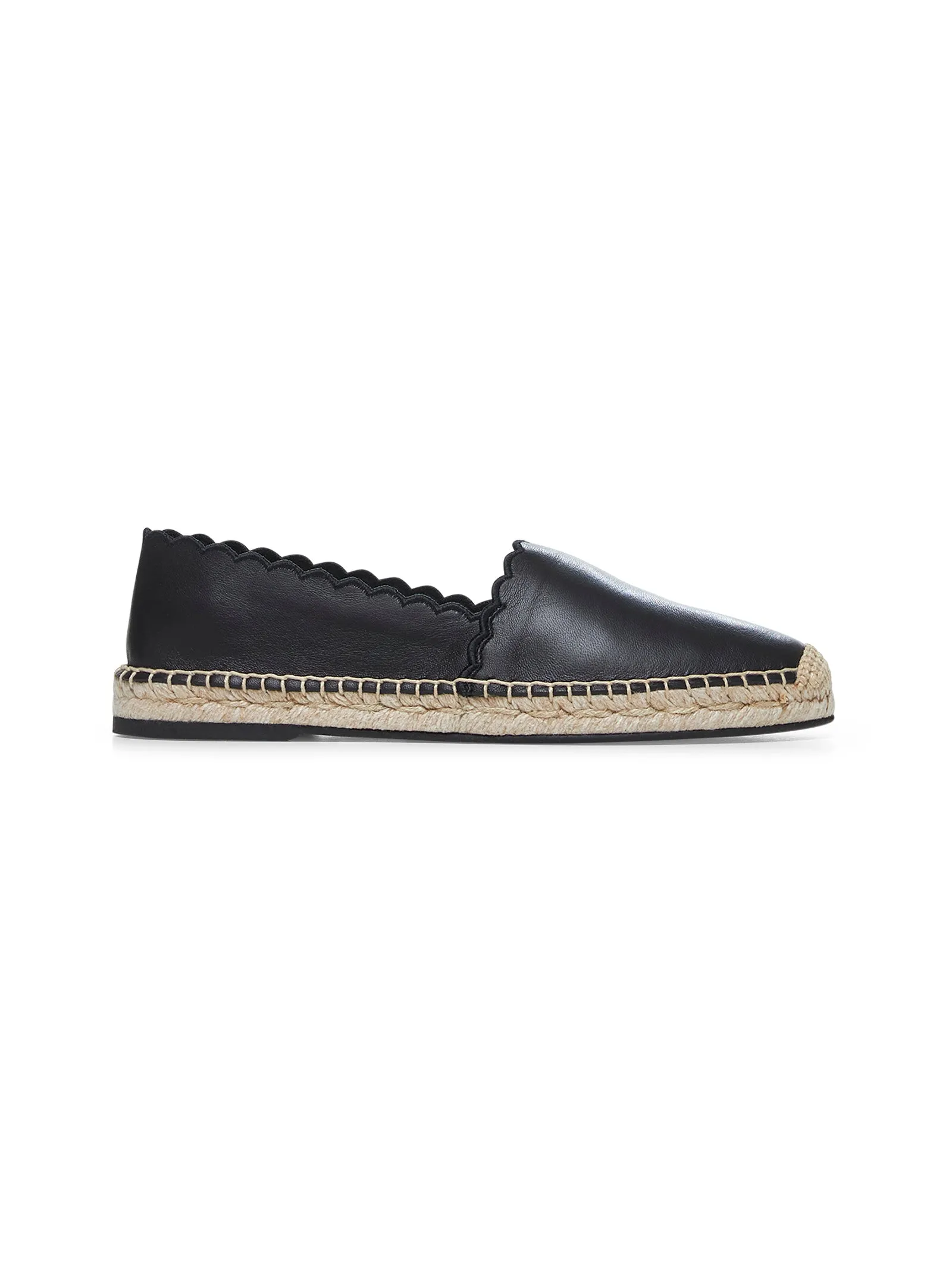 Black leather espadrilles