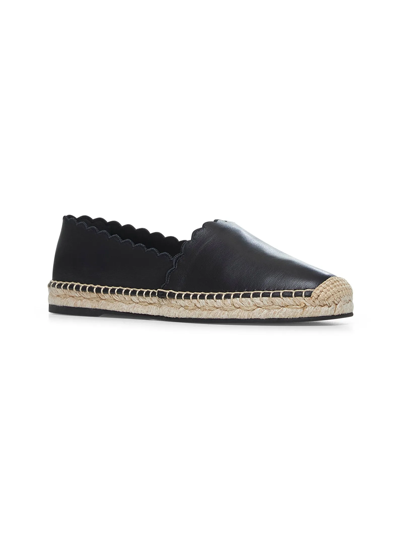 Black leather espadrilles