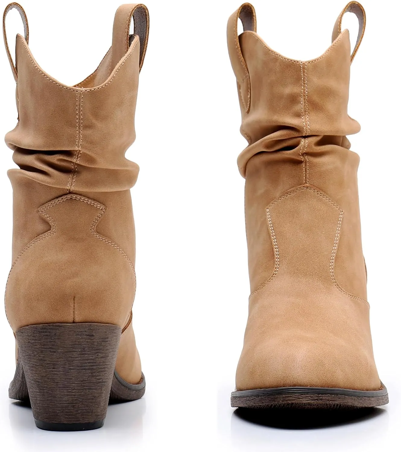Blikcon Women's Modern Western Cowboy Distressed Boot with Pull-Up Tabs