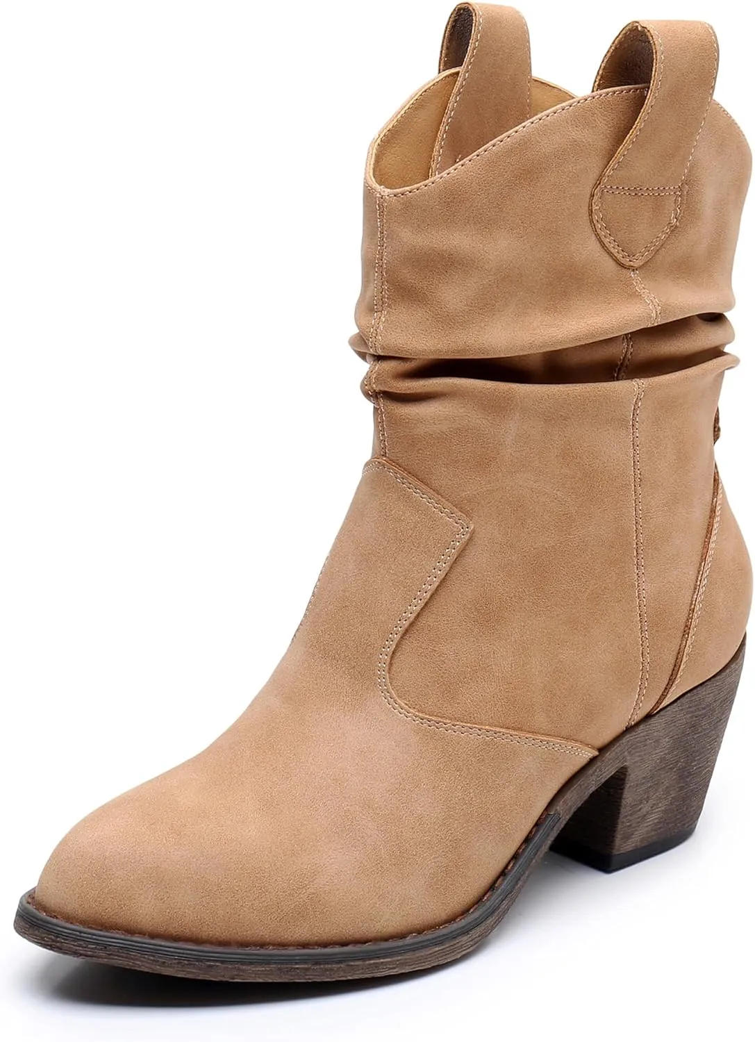Blikcon Women's Modern Western Cowboy Distressed Boot with Pull-Up Tabs