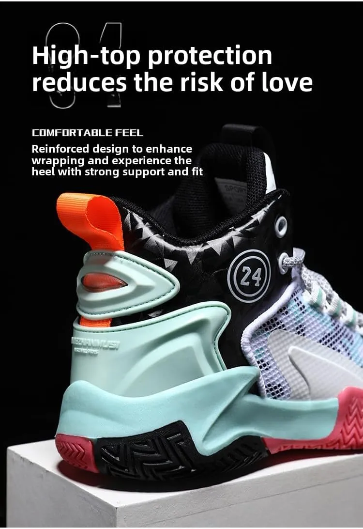 Boys Basketball Shoes 2025, Non-Slip Breathable Kids Athletic Sneakers for Outdoor Running, Lightweight Mesh Boys Sports Shoes with Cushioned Support