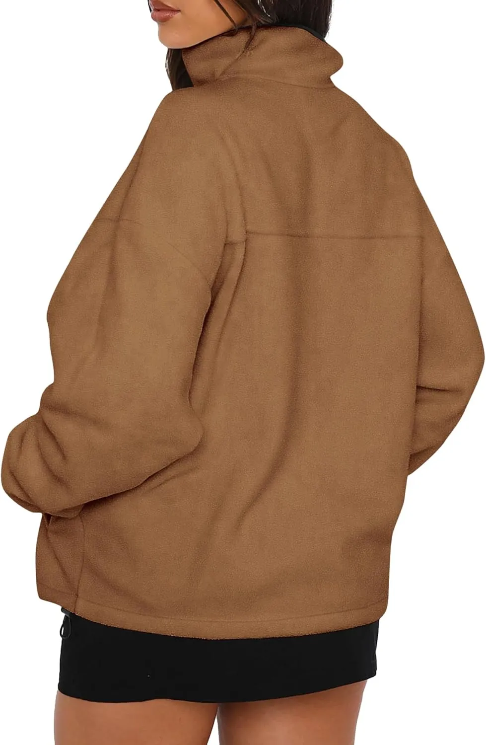 BTFBM Women's Fleece Jackets Fall Winter Clothes 2025 Stand Collar Outwear Jacket Zip Up Casual Fuzzy Coats Pockets