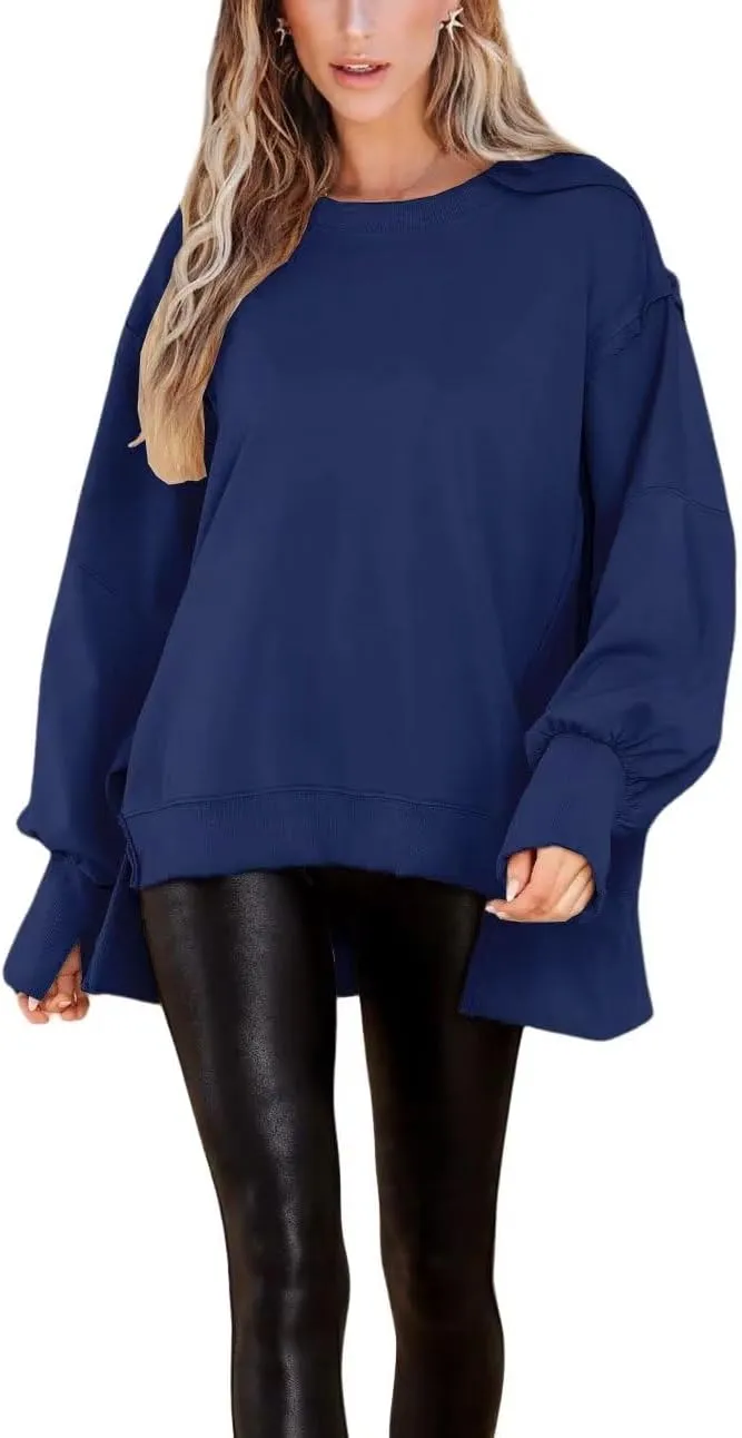 BWQ Womens Oversized Sweatshirt Crewneck Long Sleeve Shirts Pullover Sweatshirts S-2XL