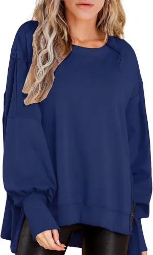 BWQ Womens Oversized Sweatshirt Crewneck Long Sleeve Shirts Pullover Sweatshirts S-2XL