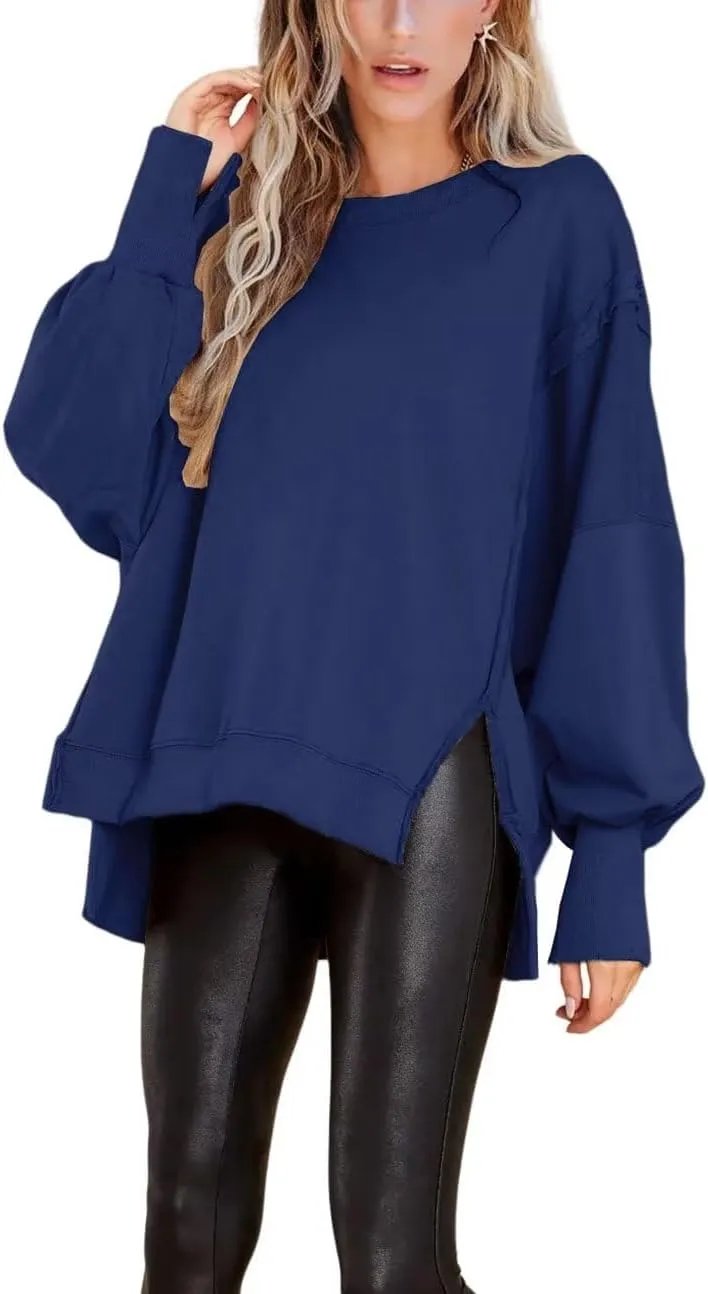 BWQ Womens Oversized Sweatshirt Crewneck Long Sleeve Shirts Pullover Sweatshirts S-2XL