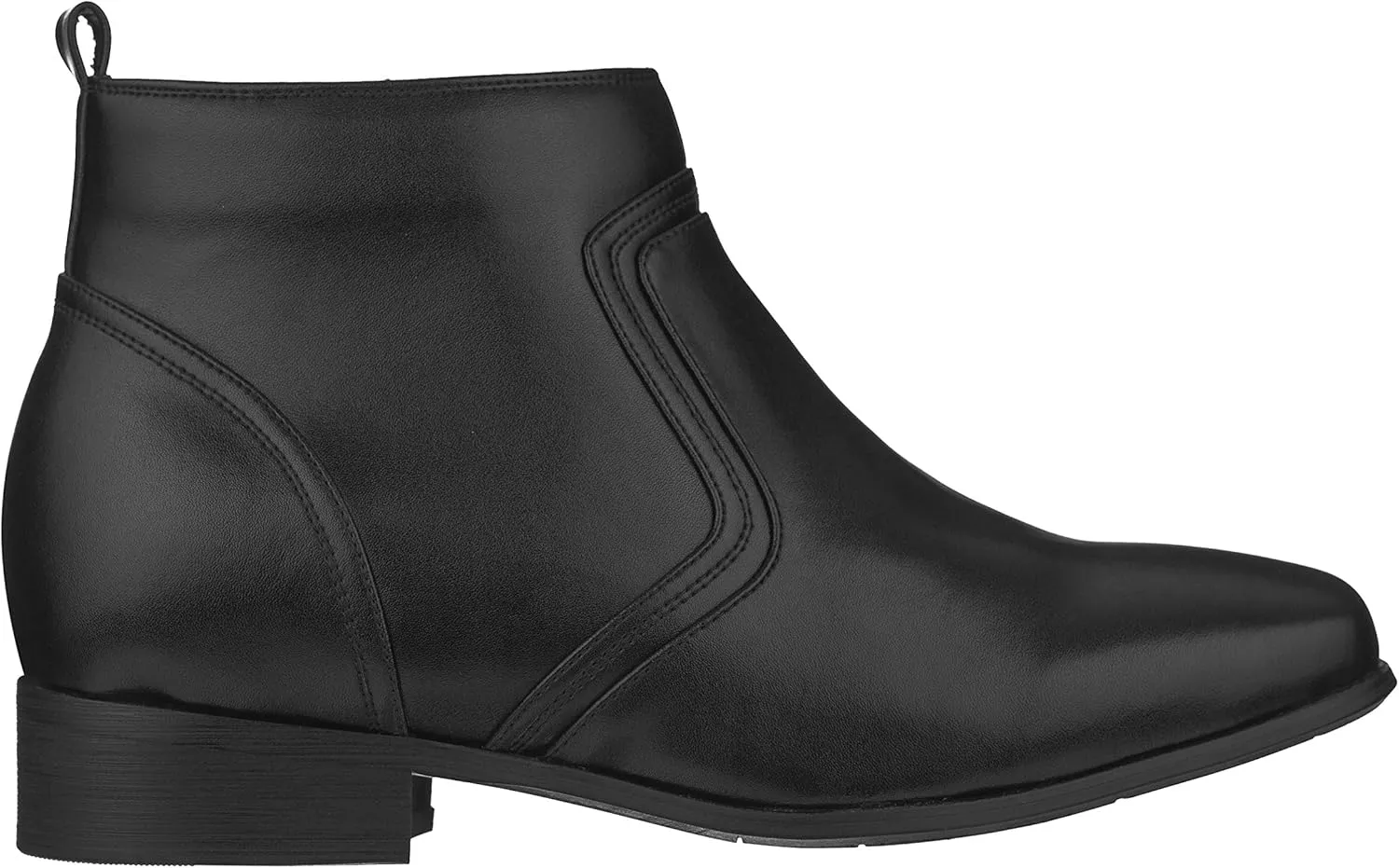 CALTO Men's Invisible Height Increasing Elevator Shoes - Black Leather Zip-up Square-Toe Ankle Boots - 3.2 Inches Taller - G99809 - Size 7.5 D(M) US