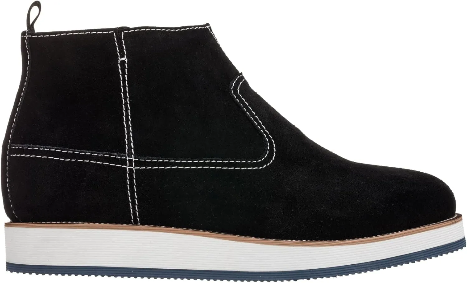 CALTO Men's Invisible Height Increasing Elevator Shoes - Black Nubuck Leather Mid-top Zipper Boots - 3 Inches Taller - Y30021 - Size 8 D(M) US
