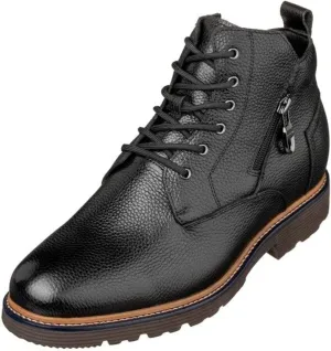 CALTO Men's Invisible Height Increasing Elevator Shoes - Black Premium Leather Lace-up Cap-Toe Dress Casual Boots - 2.8 Inches Taller - Y42071 - Size 12 D(M) US