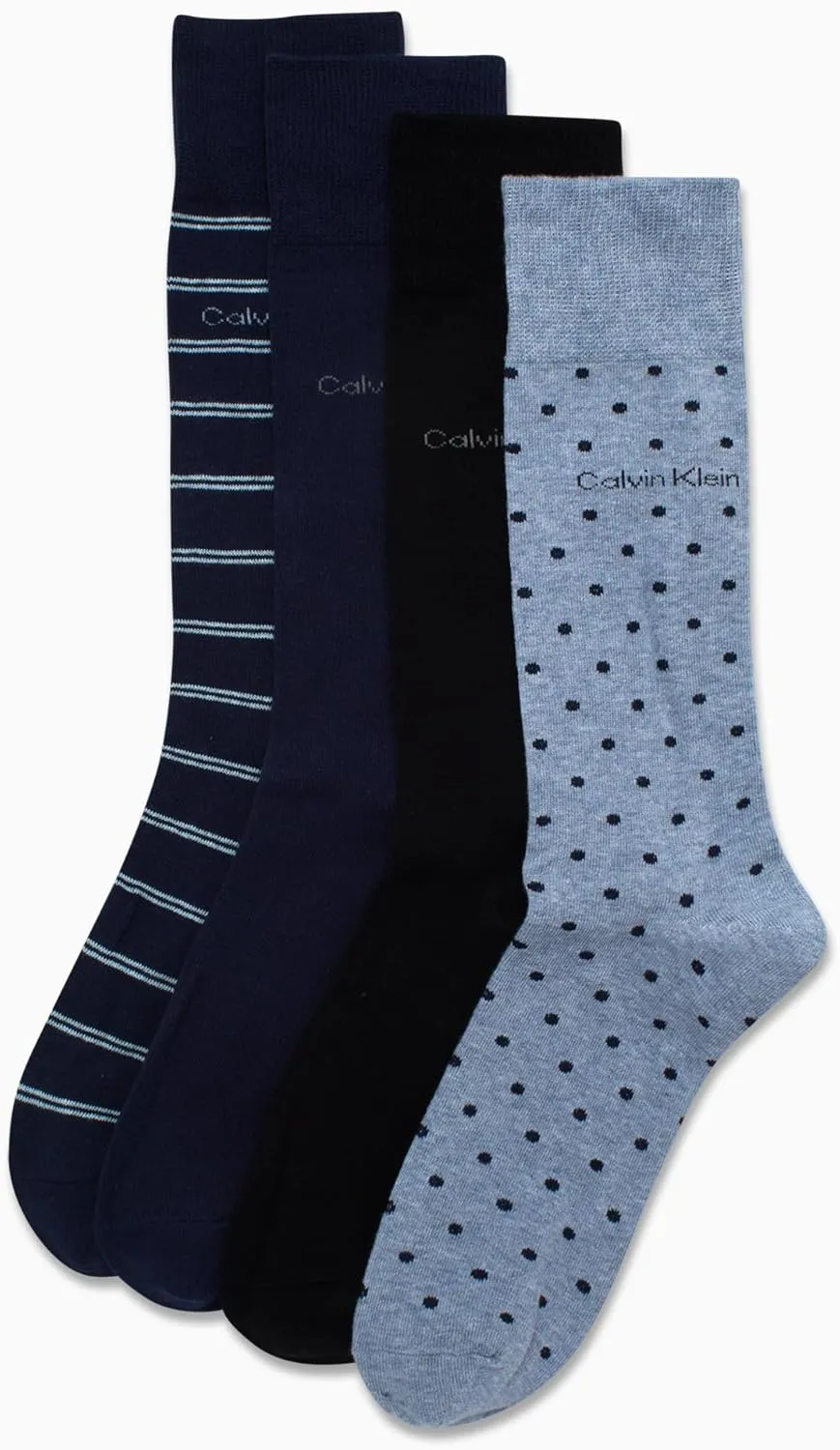 Calvin Klein Men's Dress Socks - 4 Pack Soft Comfort Cotton Blend Stay Up Cuff Crew Socks - Dress Socks for Men (7-12)