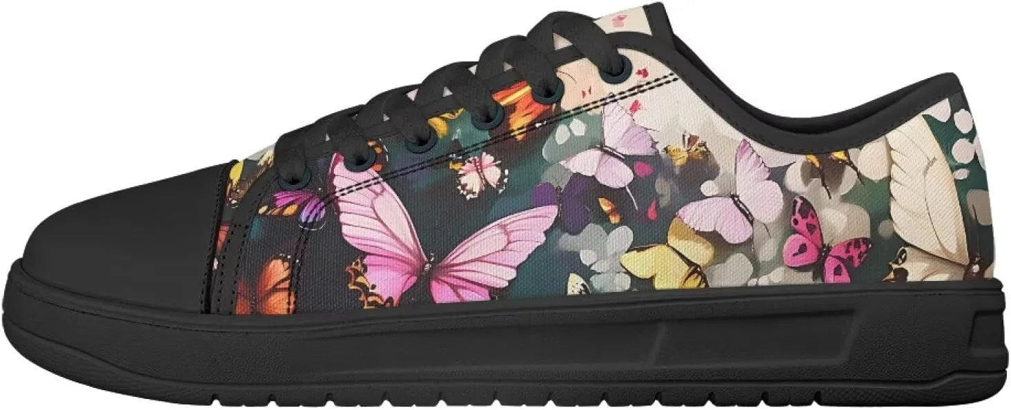 Canvas Shoes for Women Low Top Casual White Black Sneakers Womens Lace Up Fashion Comfortable Walking Shoes