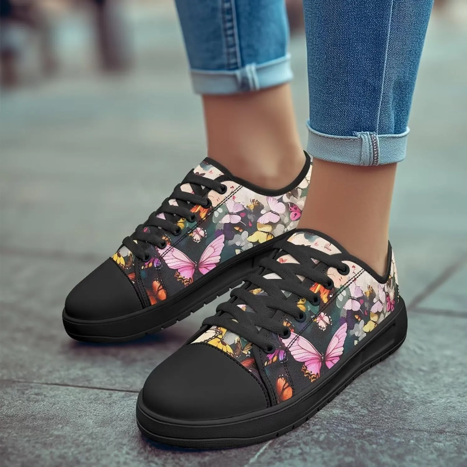 Canvas Shoes for Women Low Top Casual White Black Sneakers Womens Lace Up Fashion Comfortable Walking Shoes