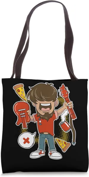 Cartoon Rocker Chaos And Pizza Vibes Tote Bag