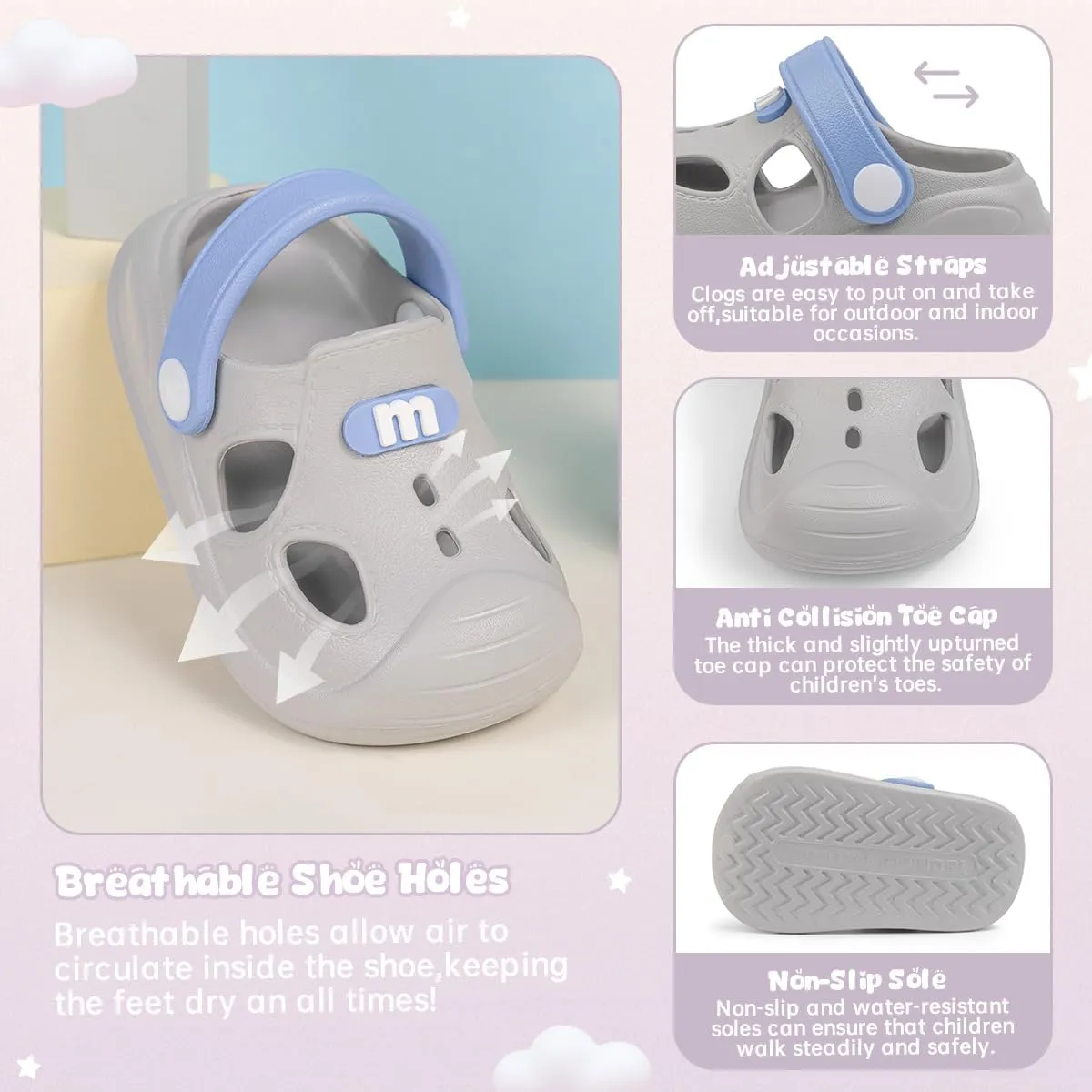 Casazoe Toddler Boys Girls Cute Garden Water Clogs Sandals Slip On Shoes Slipper Slides Lightweight Outdoor Summer Infant Children Beach Pool Shoes