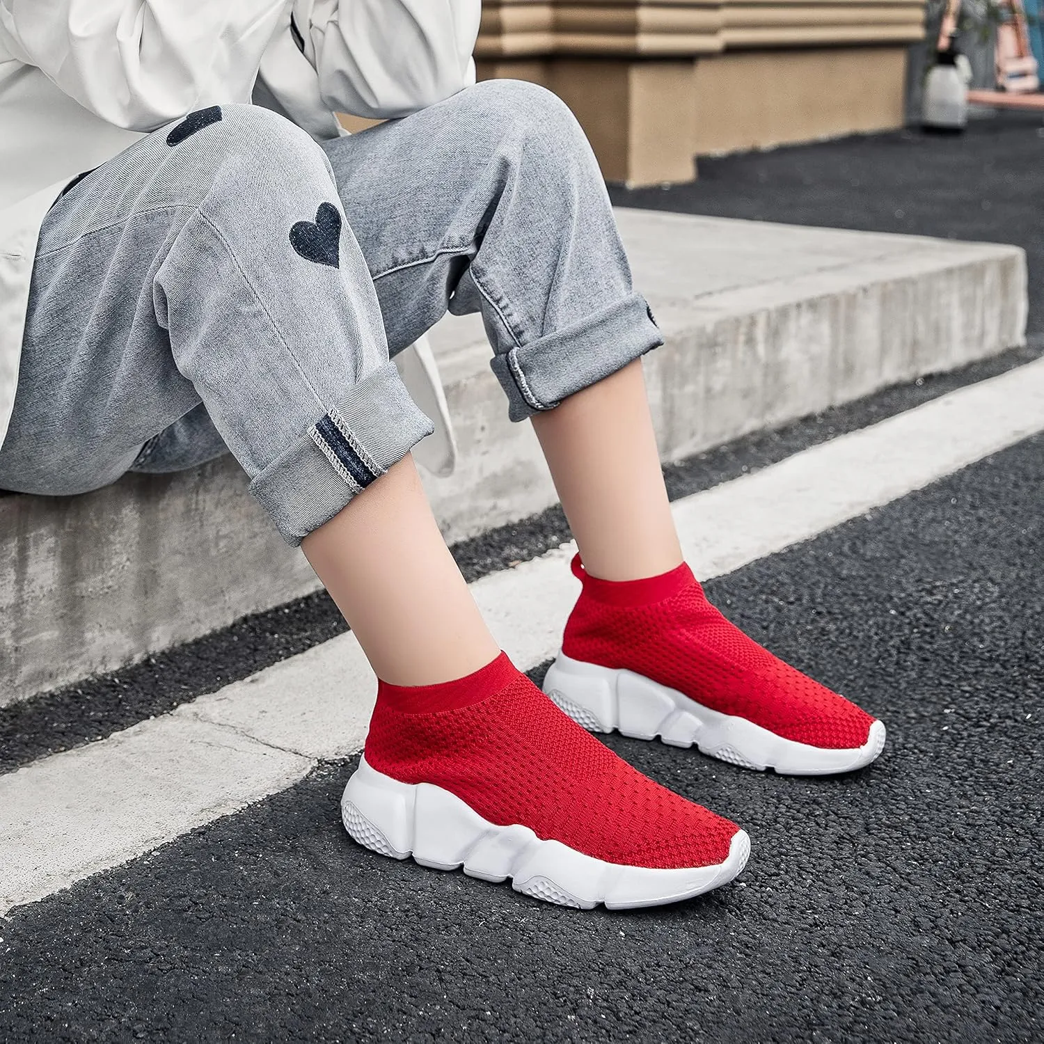 Casbeam Womens Running Shoes Ladies Slip on Tennis Walking Sneakers Lightweight Breathable Comfort Work Gym Trainers Stylish Shoes