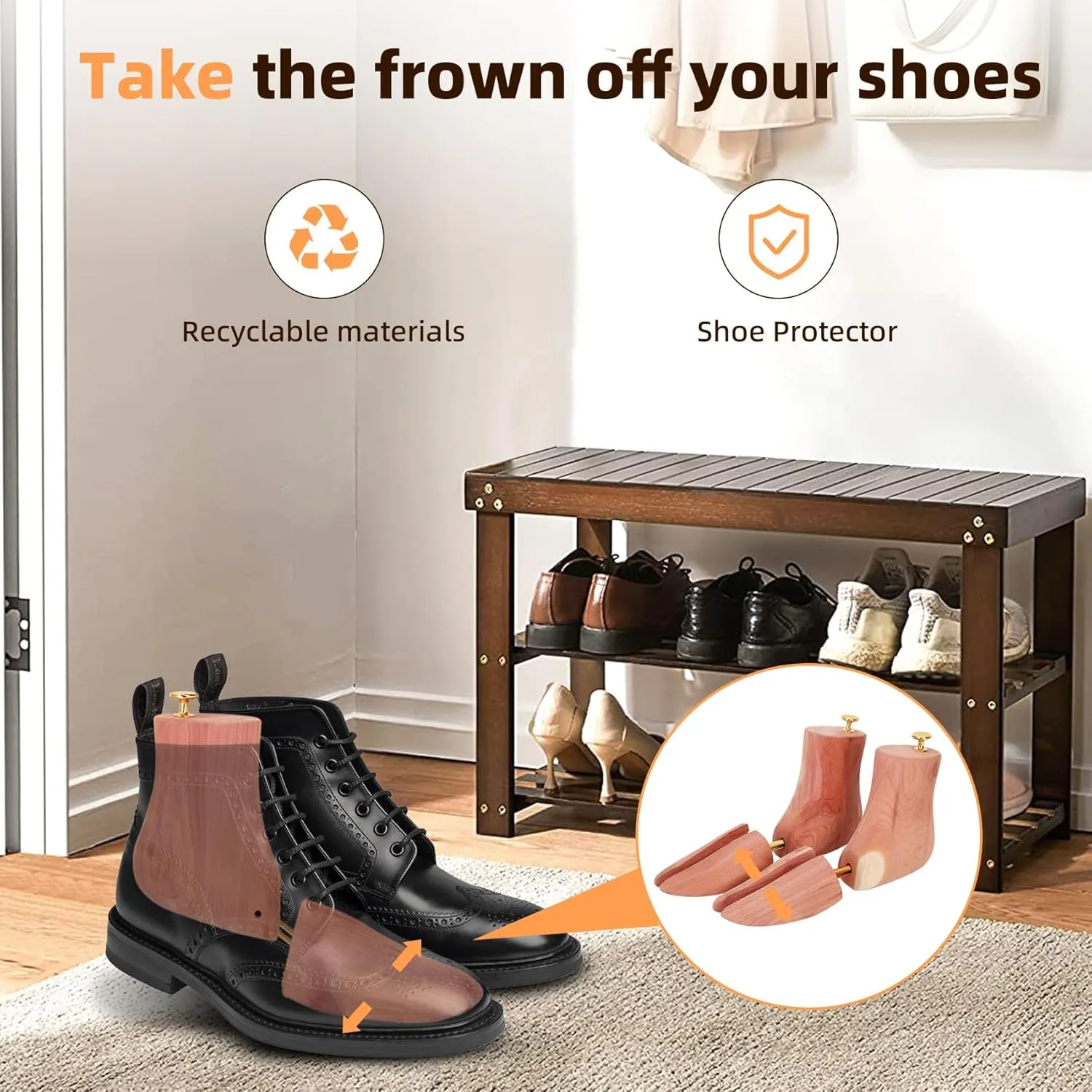 Cedar Boot Tree for Man/Woman,The 2 Pairs Boot Tree Same Size for US Size, Natural Materials and Fragrant Wooden Shoe Tree