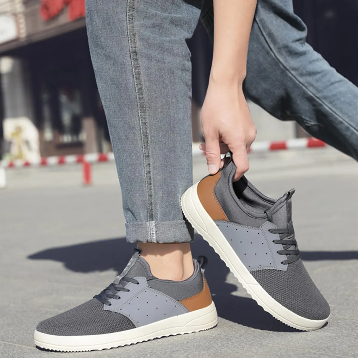 CFVKPT Men's Wide Toe Box Shoes Arch Support Barefoot Dress Sneakers Fashion Comfortable Breathable Casual Shoes