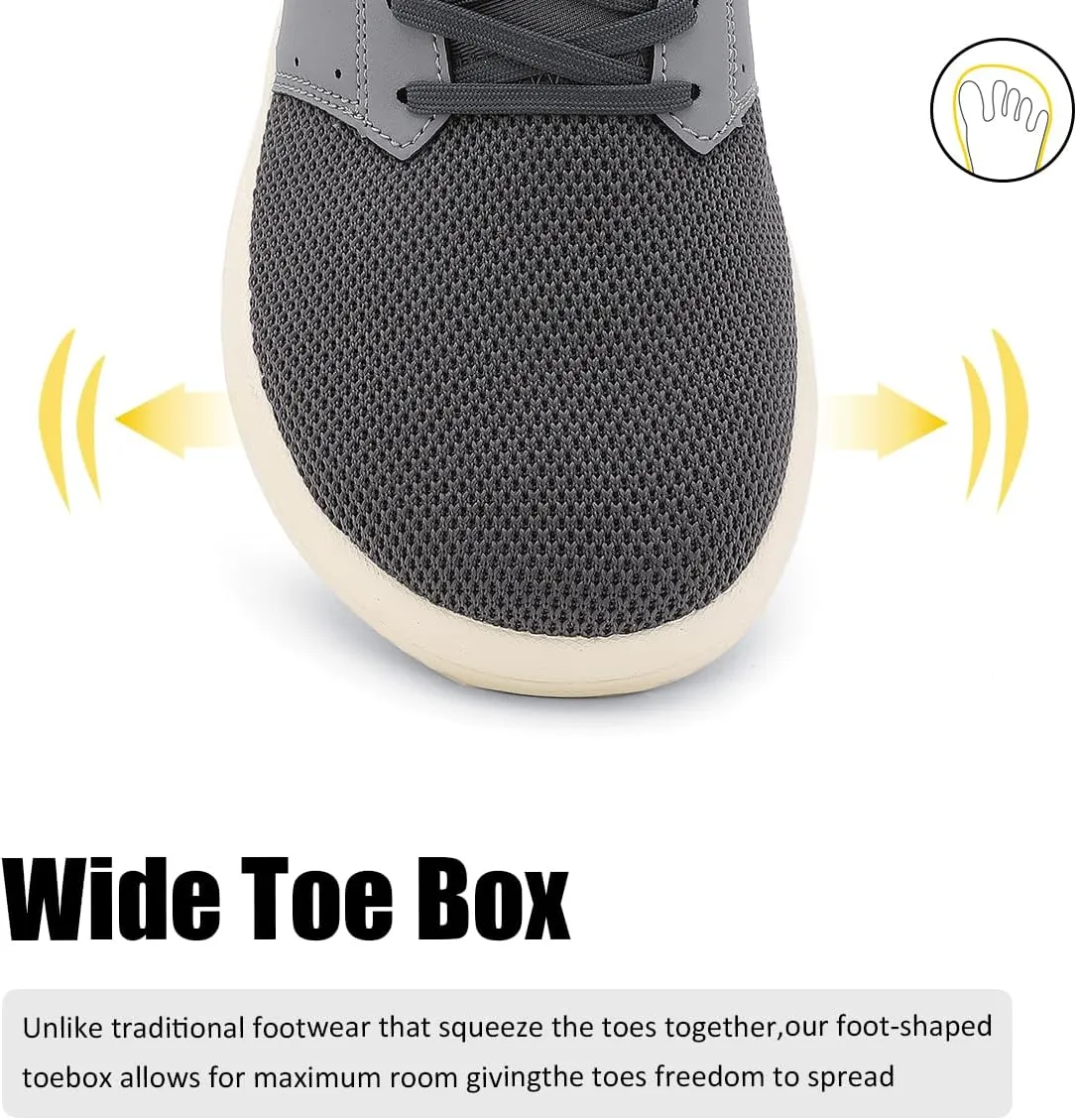 CFVKPT Men's Wide Toe Box Shoes Arch Support Barefoot Dress Sneakers Fashion Comfortable Breathable Casual Shoes