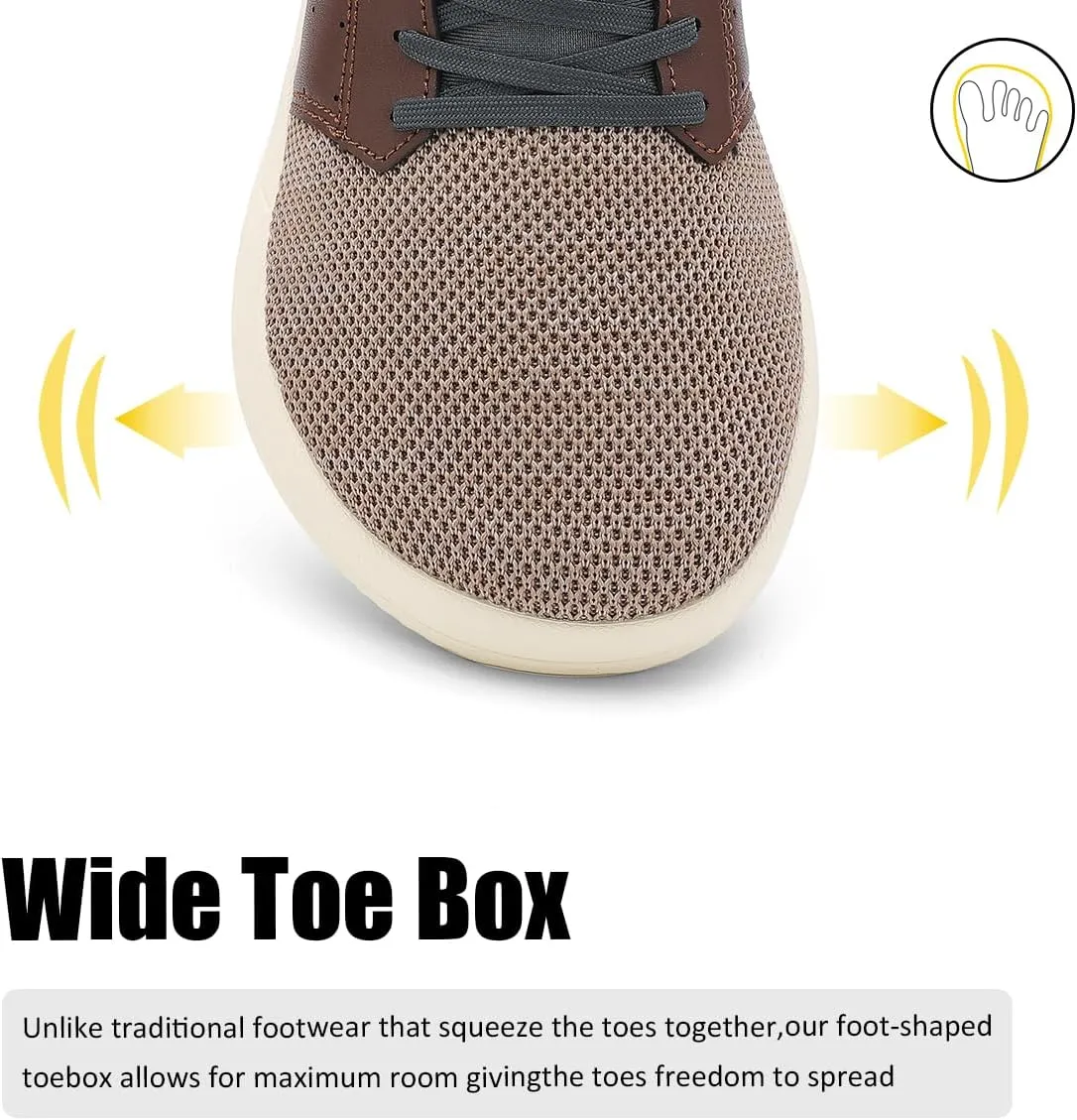 CFVKPT Men's Wide Toe Box Shoes Arch Support Barefoot Dress Sneakers Fashion Comfortable Breathable Casual Shoes
