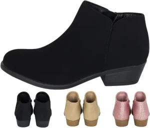 Chariot & Co - Garza IIS- Girls/Kids/Childrens Round Toe Stacked Heel Zipper Western Ankle Boot