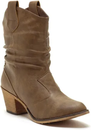 Charles Albert Women's Modern Western Cowboy Distressed Boot with Pull-Up Tabs