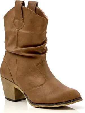 Charles Albert Women's Modern Western Cowboy Distressed Boot with Pull-Up Tabs