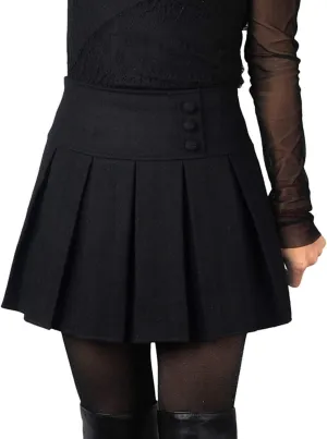 chouyatou Women's Casual Plaid High Waist A-Line Wool Pleated Short Skirt