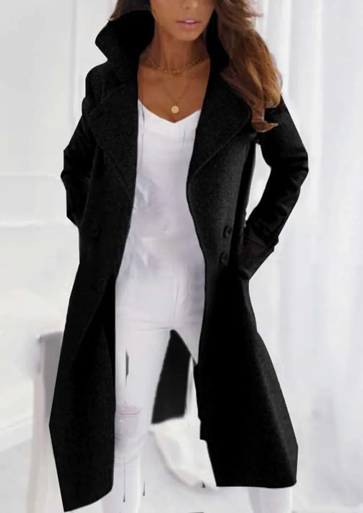 chouyatou Women's Winter Double Breasted Notch Lapel Wool Coat Business Casual Midi Long Wool Blend Overcoat