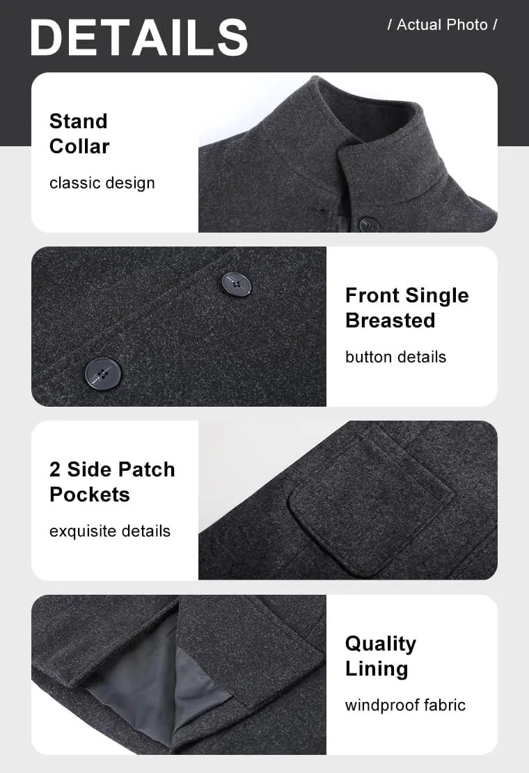 chouyatou Women's Winter Single Breasted Stand Collar Wool Coat Business Casual Wool Blend Overcoat
