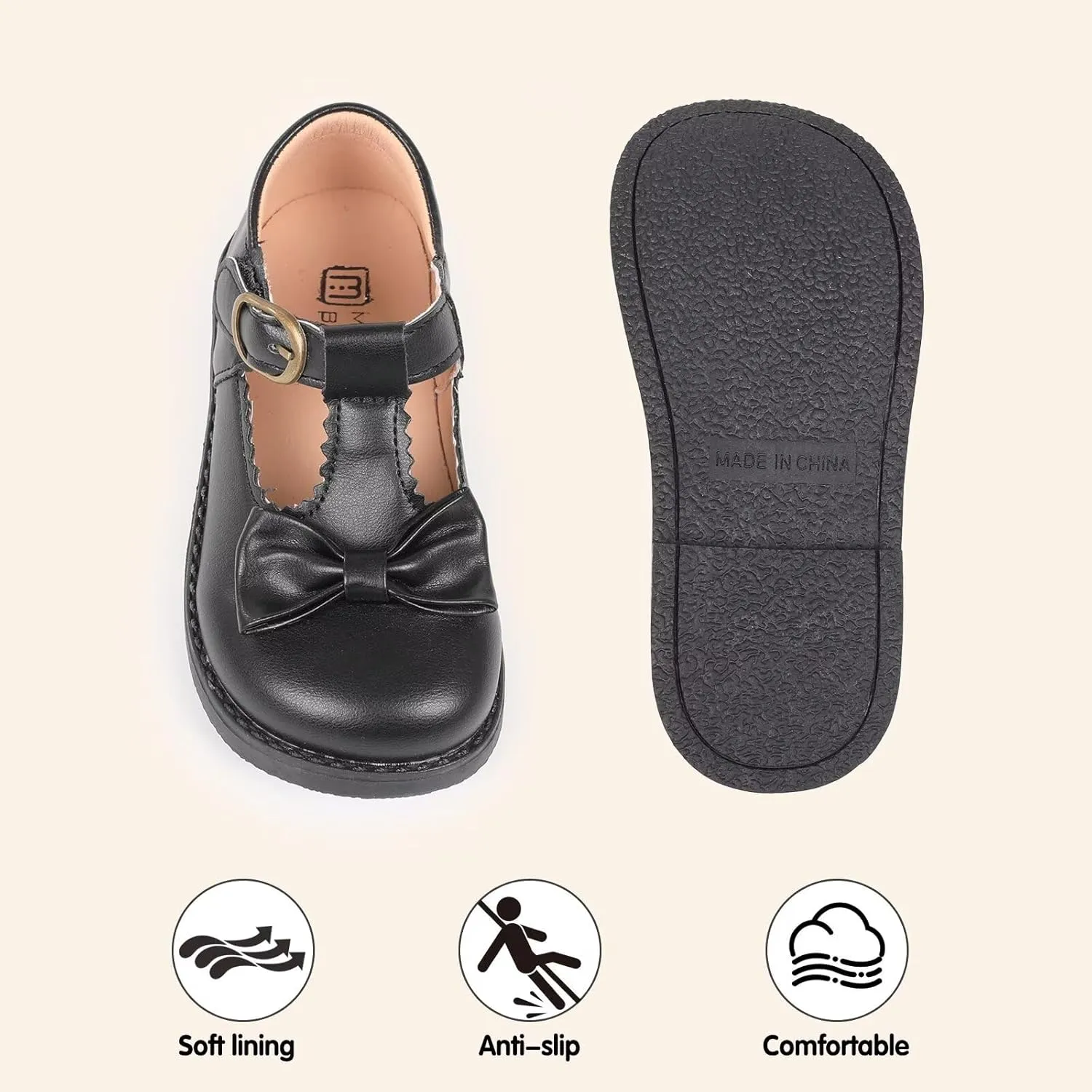 CIOR Toddler Little Girls Mary Jane Dress Shoes School Party Princess Dress Shoes for Girls Flats