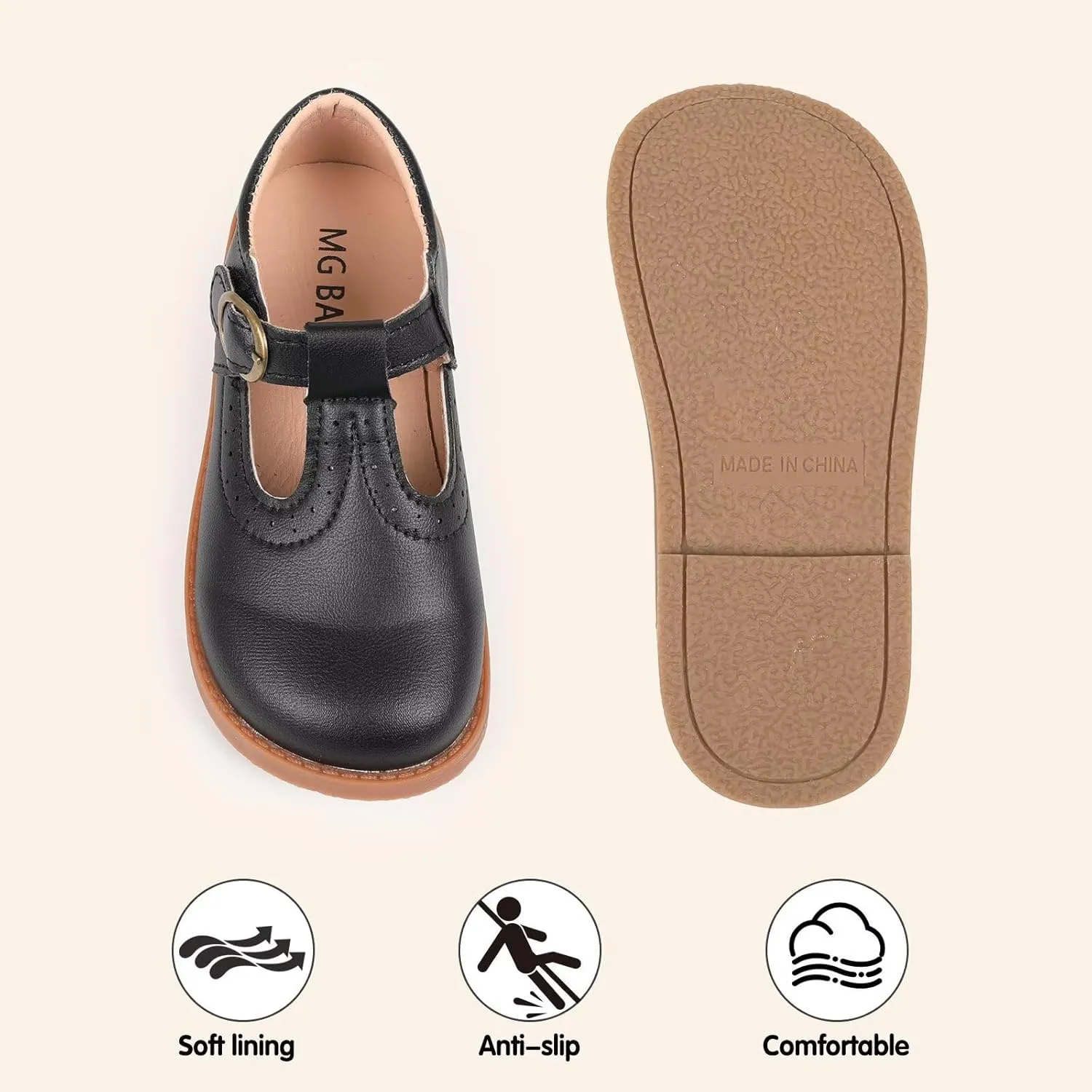 CIOR Toddler Little Girls Mary Jane Dress Shoes School Party Princess Dress Shoes for Girls Flats