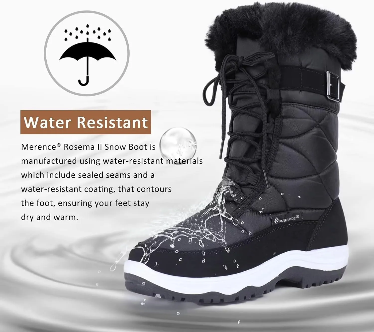 CIOR Women's Snow Boots Winter II Water-Resistant Fur Lined Frosty Warm Anti-Slip Boot U120WMX001-0429