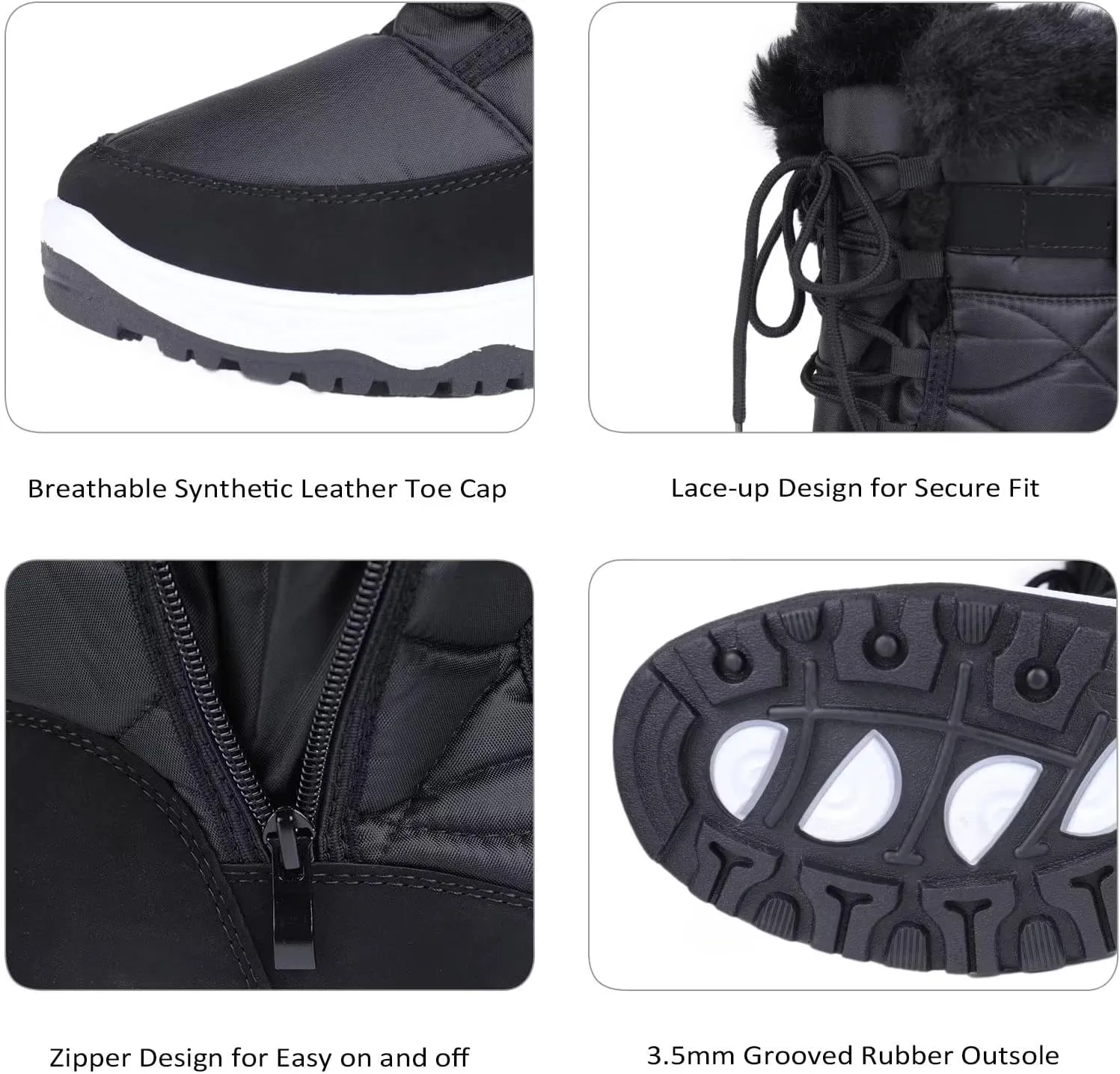 CIOR Women's Snow Boots Winter II Water-Resistant Fur Lined Frosty Warm Anti-Slip Boot U120WMX001-0429