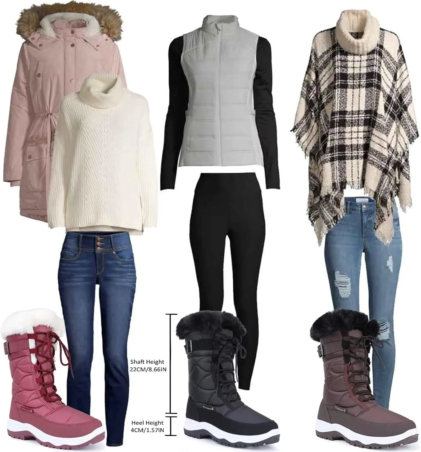 CIOR Women's Snow Boots Winter II Water-Resistant Fur Lined Frosty Warm Anti-Slip Boot U120WMX001-0429