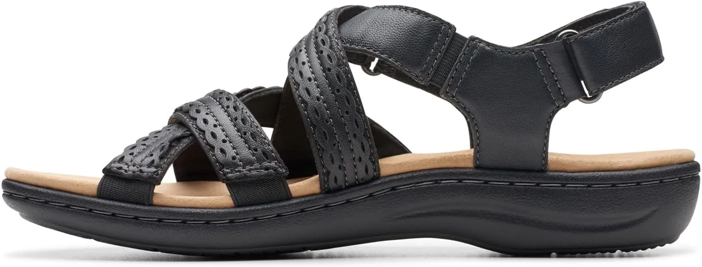 Clarks Womens Laurieann Rena Leather Criss-Cross Slingback Sandals