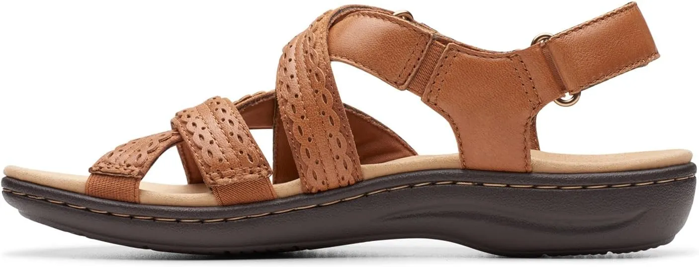 Clarks Womens Laurieann Rena Leather Criss-Cross Slingback Sandals