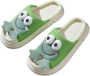 Clogs Four Seasons Universal Indoor Home Cotton Linen Sandals Cute Cartoon Cow Linen Slippers Non-Slip