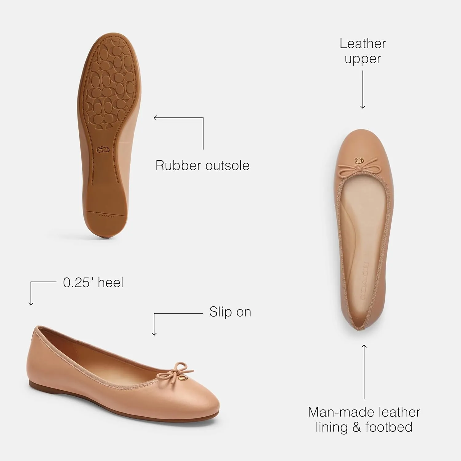 Coach Women's Abigail Leather Ballet Flat